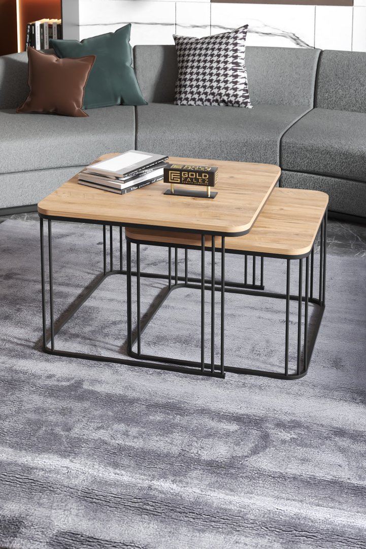 Alize 2-Piece Square Coffee Table - Brown