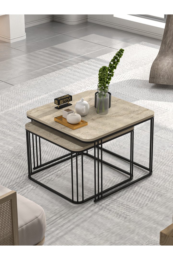 Alize 2-Piece Square Coffee Table - Beige