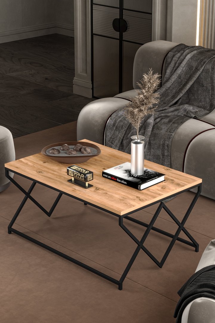 V Lux Square Coffee Table - Brown