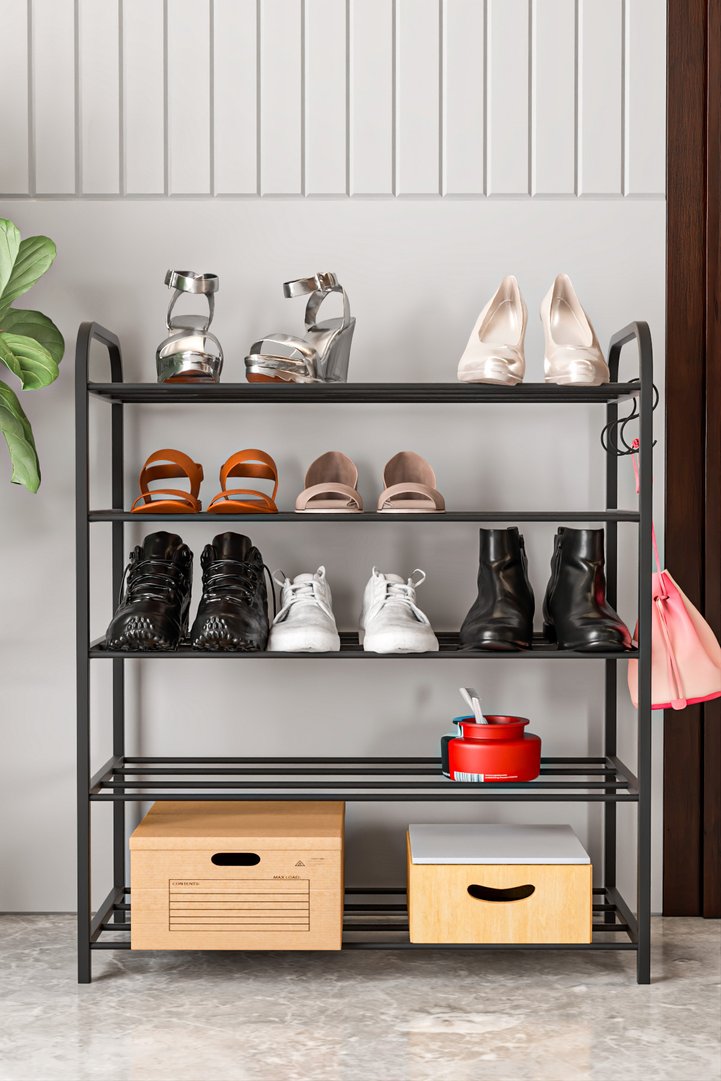 Metal Shoe Rack 5-Tier Organiser - Black