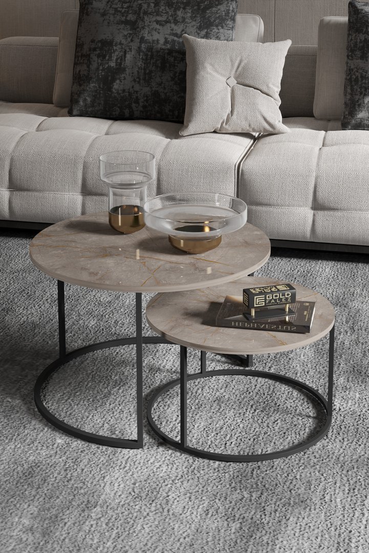 Bade 2-Piece Round Coffee Table - Multicolour