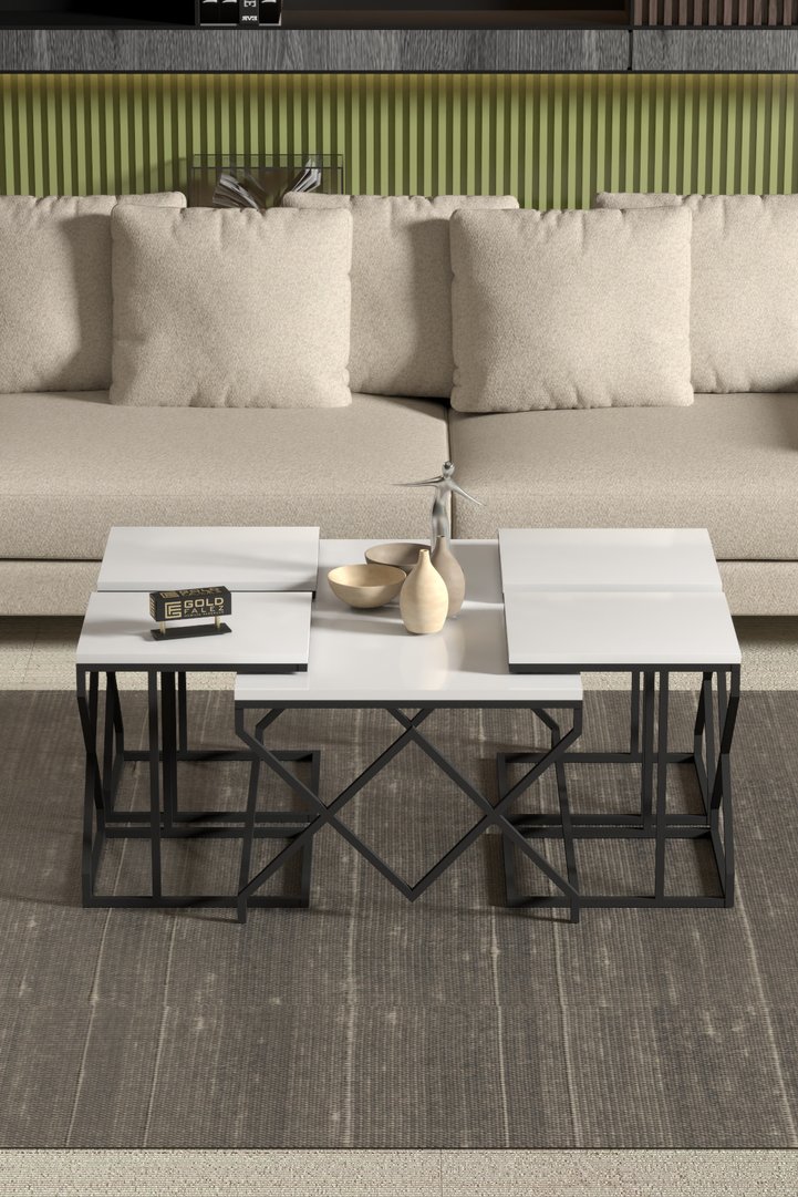 V Lux 5-Piece Coffee & Nesting Table Set - White