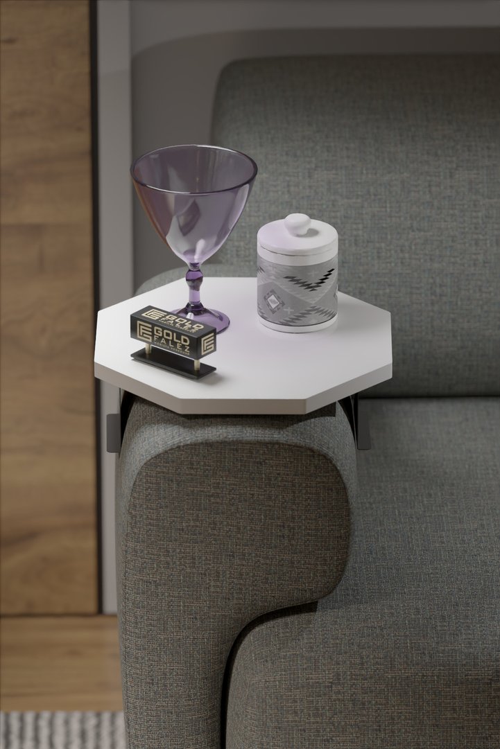 C Table Adjustable Side Table Melamine-faced chipboard White