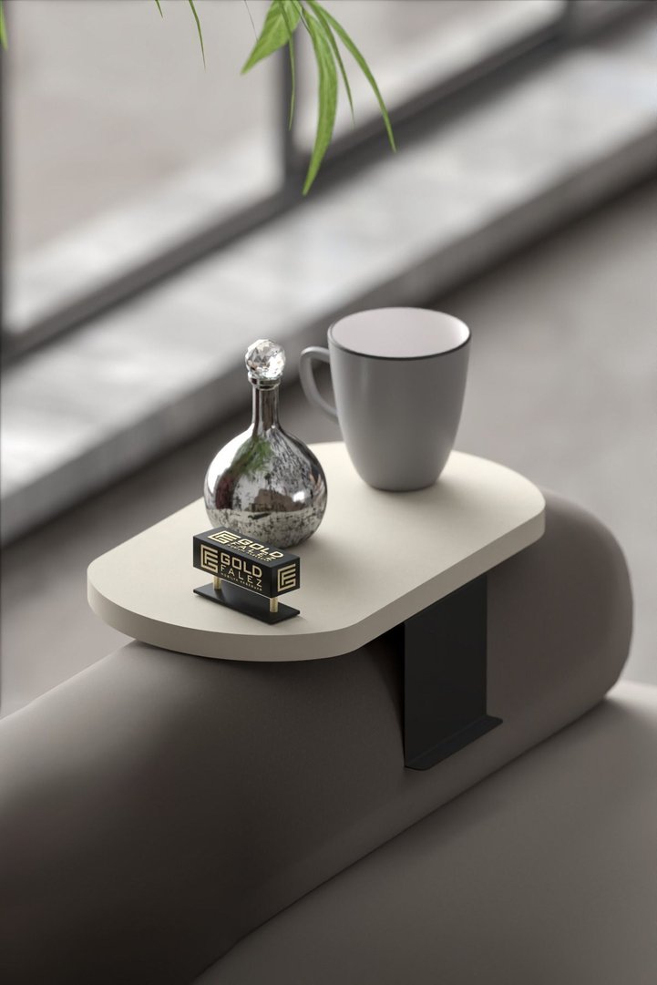 Oval Adjustable Tray Side Table - Cream
