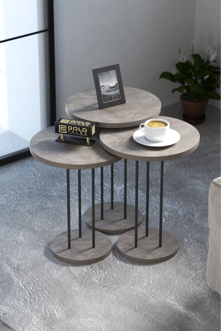 Terra 3-Piece Round Nesting Table Set - Gordion