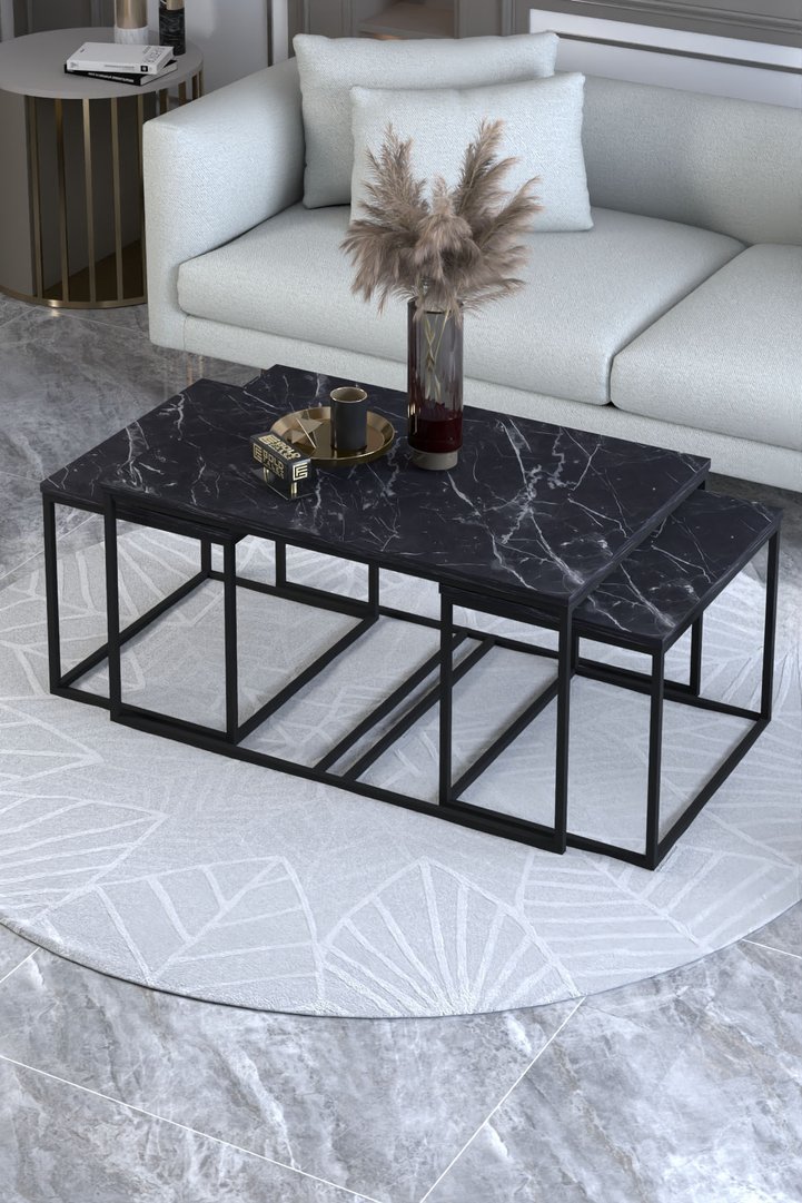 Flora Coffee & Nesting Table Set - Black