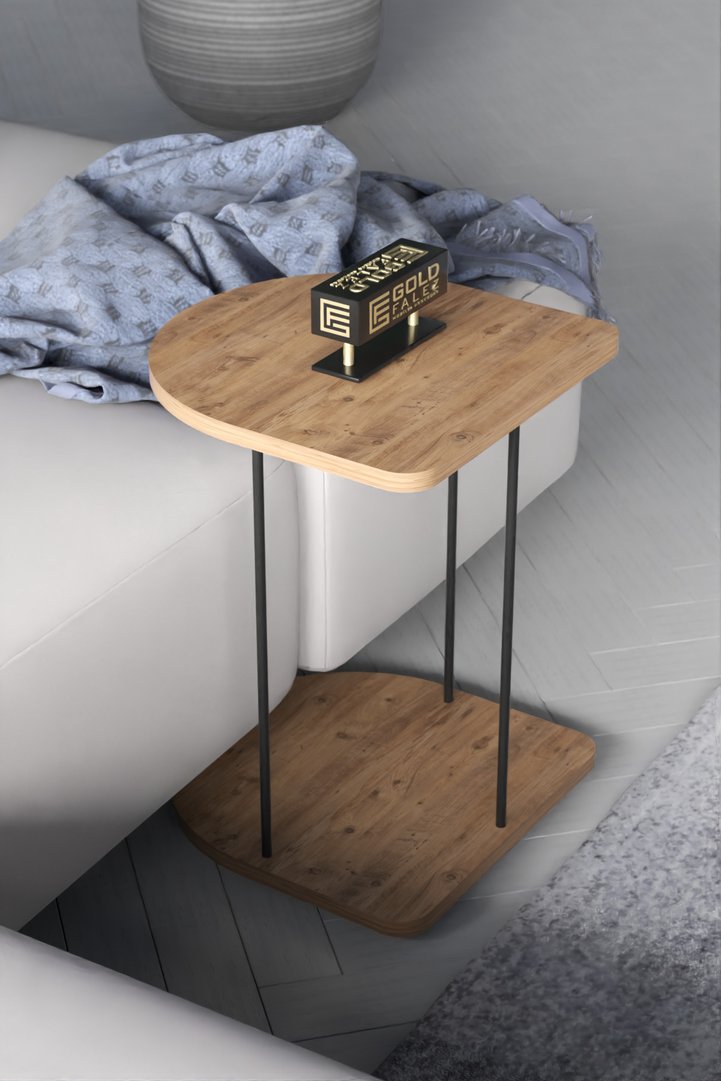 Oval Rolling Side Table - Atlantic Pine