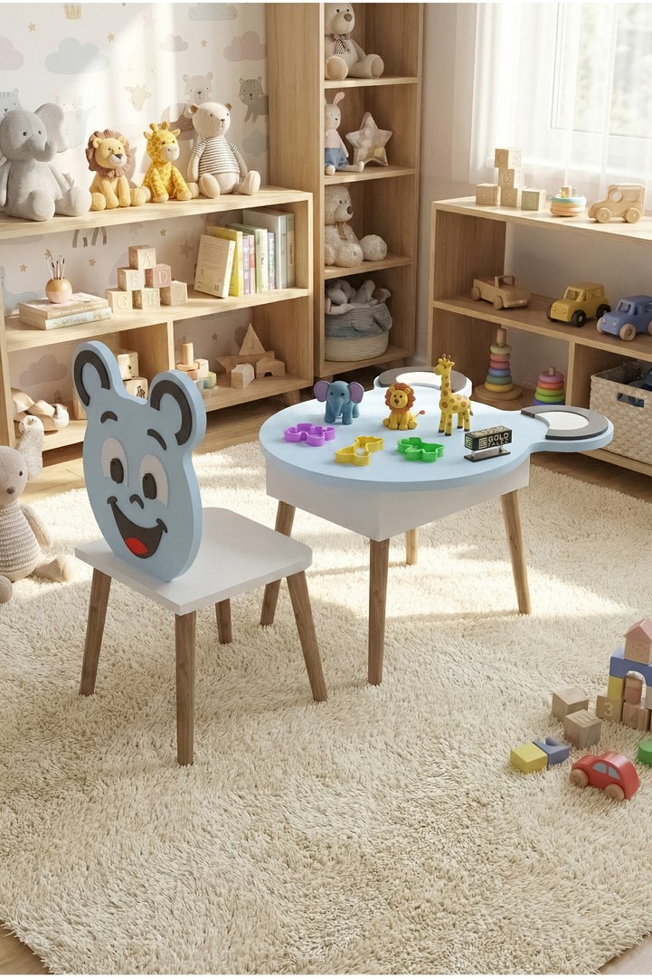 Goldfalez Happy Face Children's Study Desk Set, Pink
