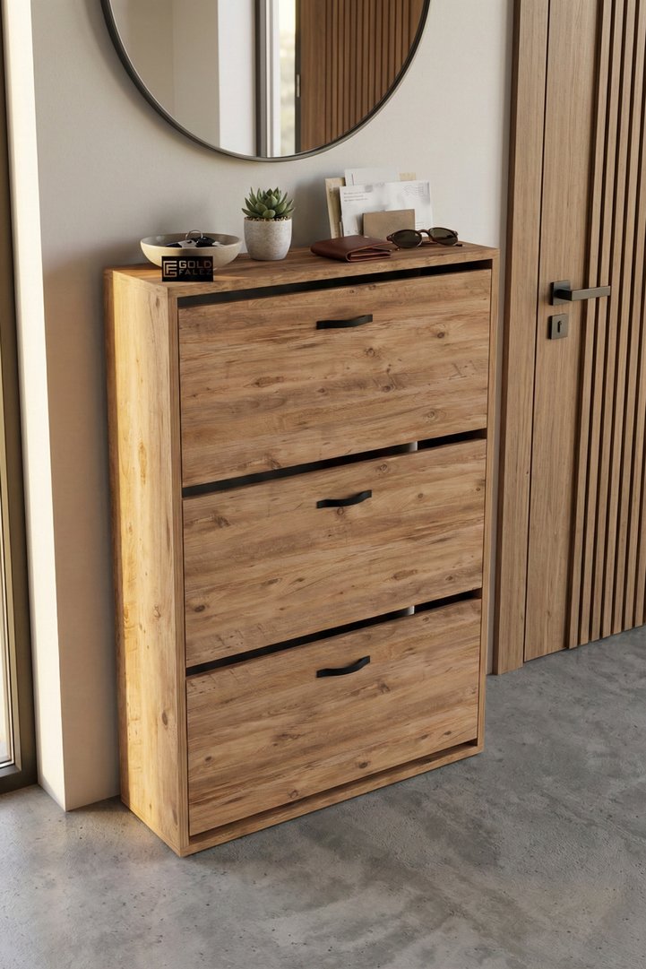 Drop-down Door Shoe Cabinet Melamine-faced Chipboard Brown