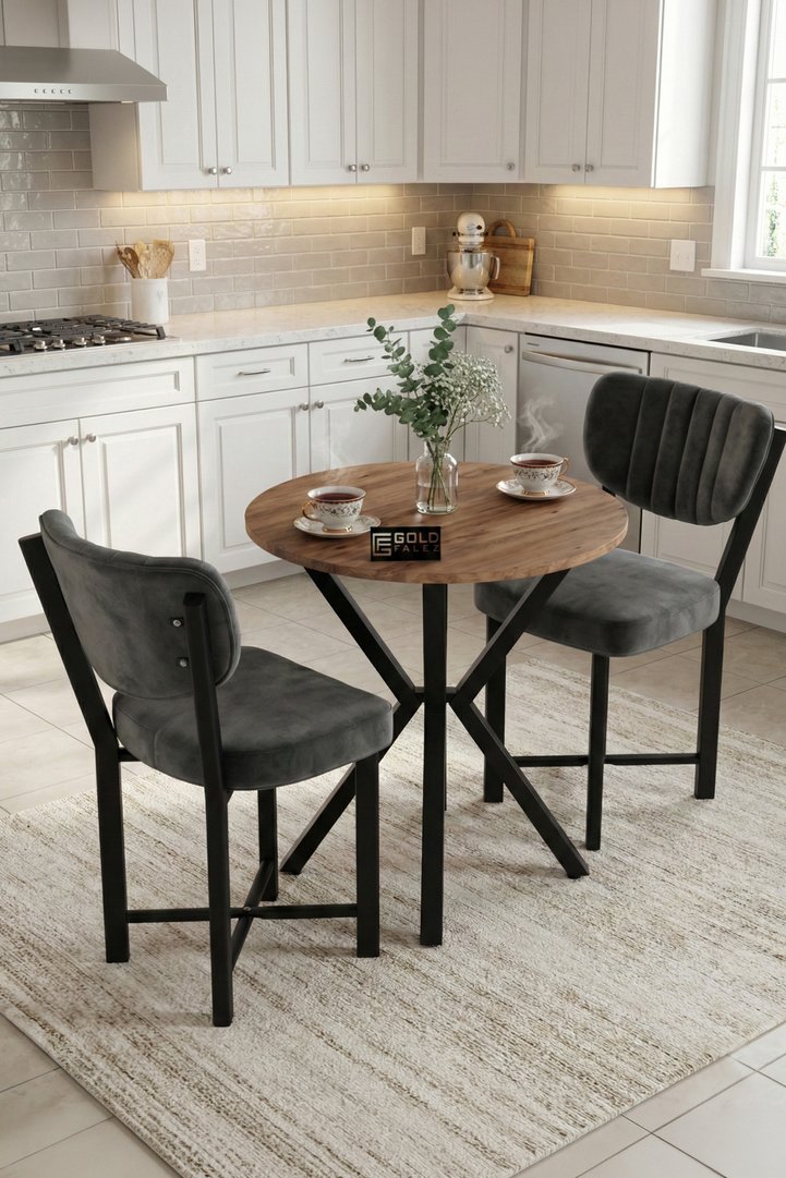 Elma 70 cm Round Dining Table Set - Multicolour