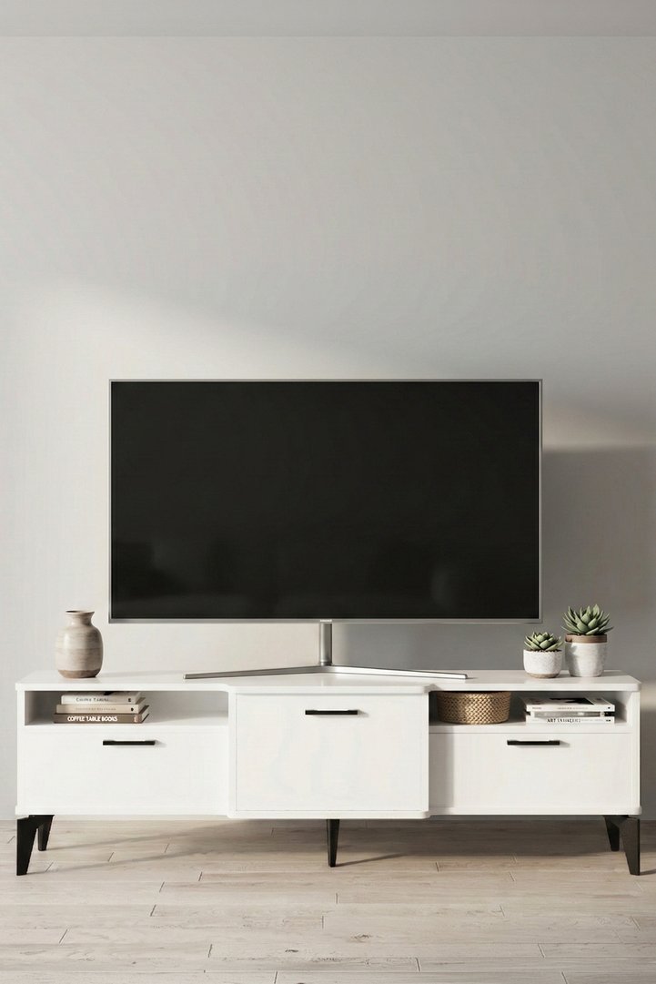 Mistral Melamine-faced Chipboard TV Unit Metallic White