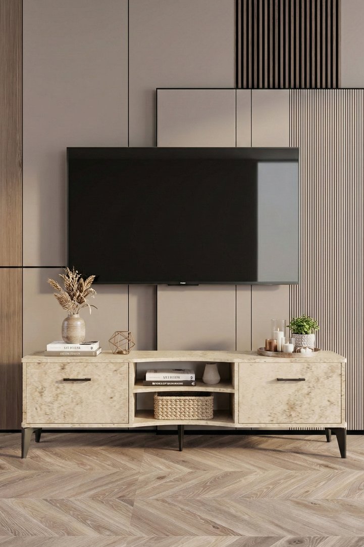 Vera Classic Melamine-faced chipboard TV Unit Ecru