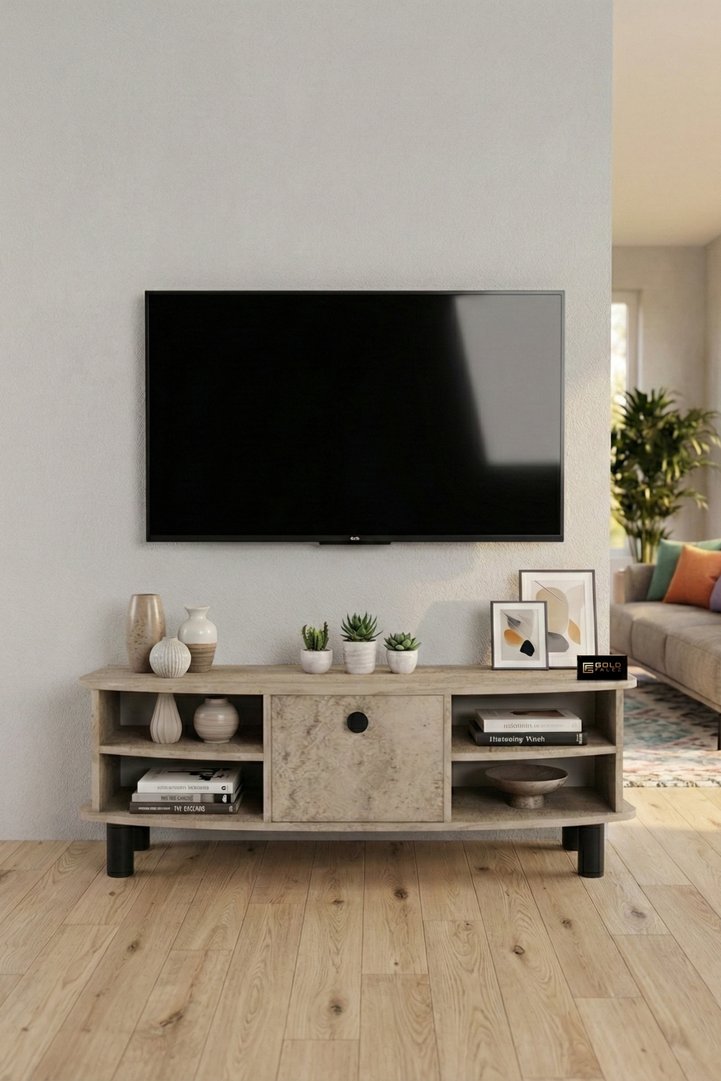 Vienna Melamine-faced Chipboard TV Unit Ecru