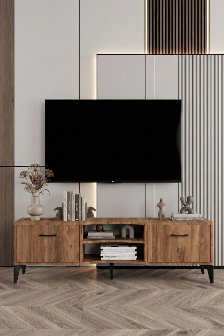 Vera TV Unit Melamine-faced chipboard Brown
