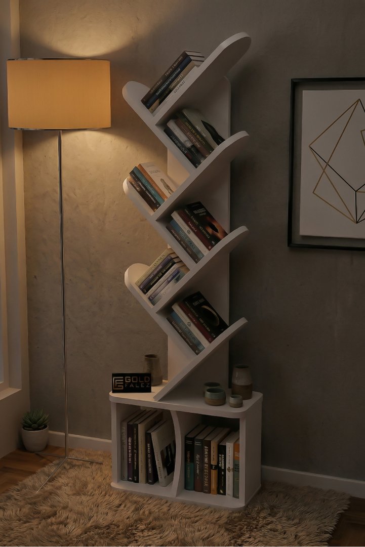 Yaprak Classic Melamine-faced Chipboard Bookcase, White