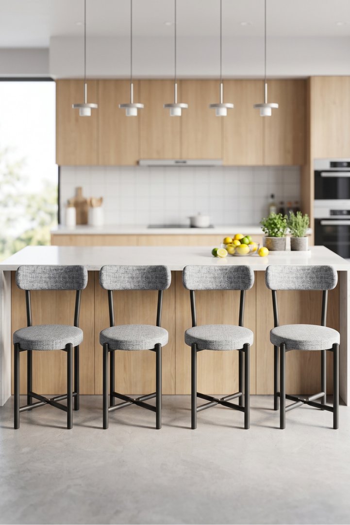 Teddy Metal Kitchen Chair Linen Grey 4-Piece Set