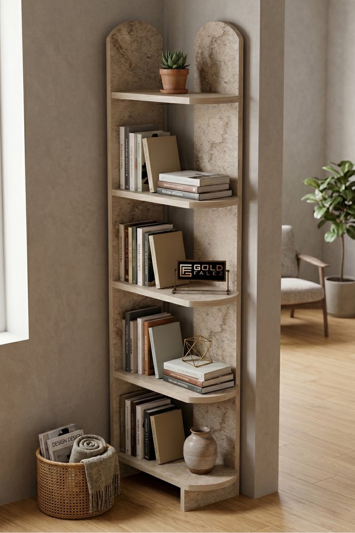Bookcase 5-Tier Setro Multi-purpose Decorative Shelf Unit Living Room Office Study and Teenager's Room Bookcase 7079 Travertine