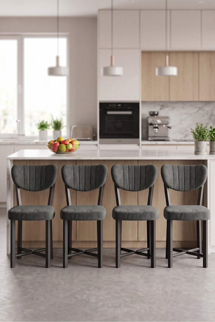 Chair 4 Pieces Baby Face Fabric Metal Legs Modern Kitchen Chair Cafe Balcony Office Elma