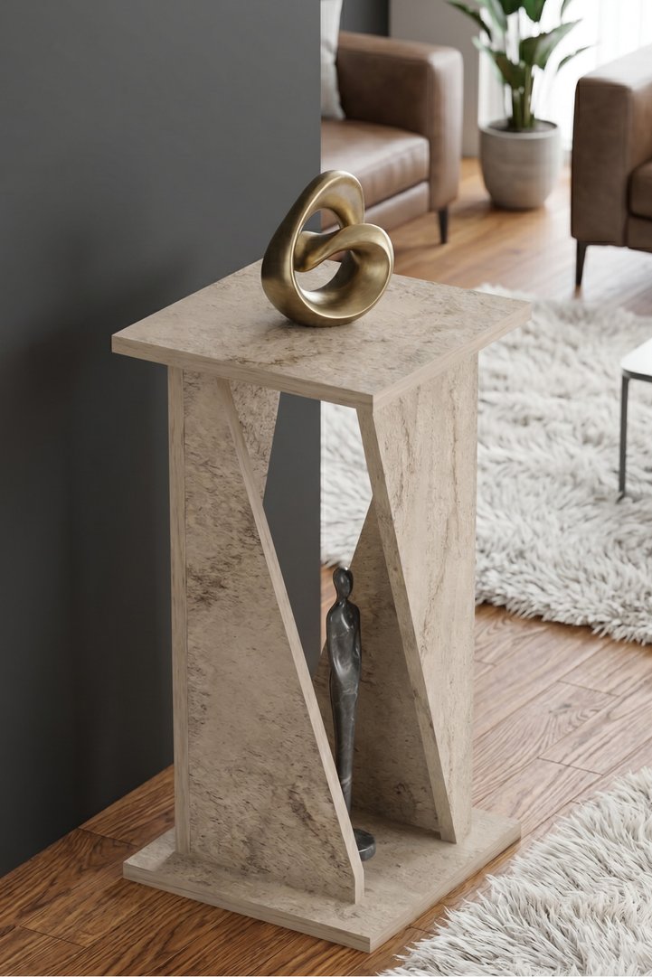 Vision Square Decorative C Side Table Melamine-faced chipboard Travertine Beige
