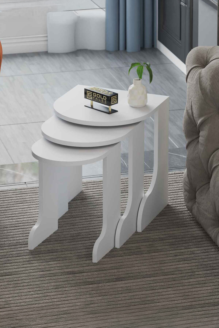 Setro 3-Piece Round Nesting Table Set - White
