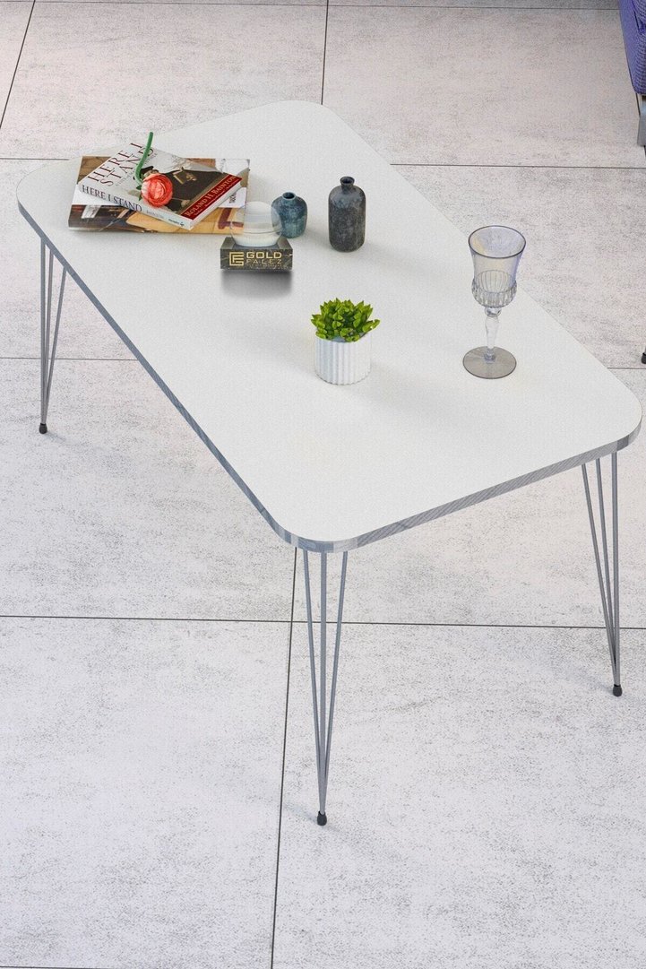 Quadratischer Silber Weiß Draht Couchtisch