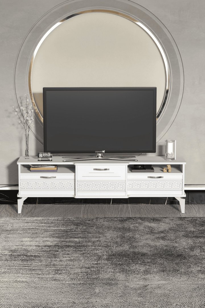 Mistral Silver TV Unit Melamine-faced Chipboard White
