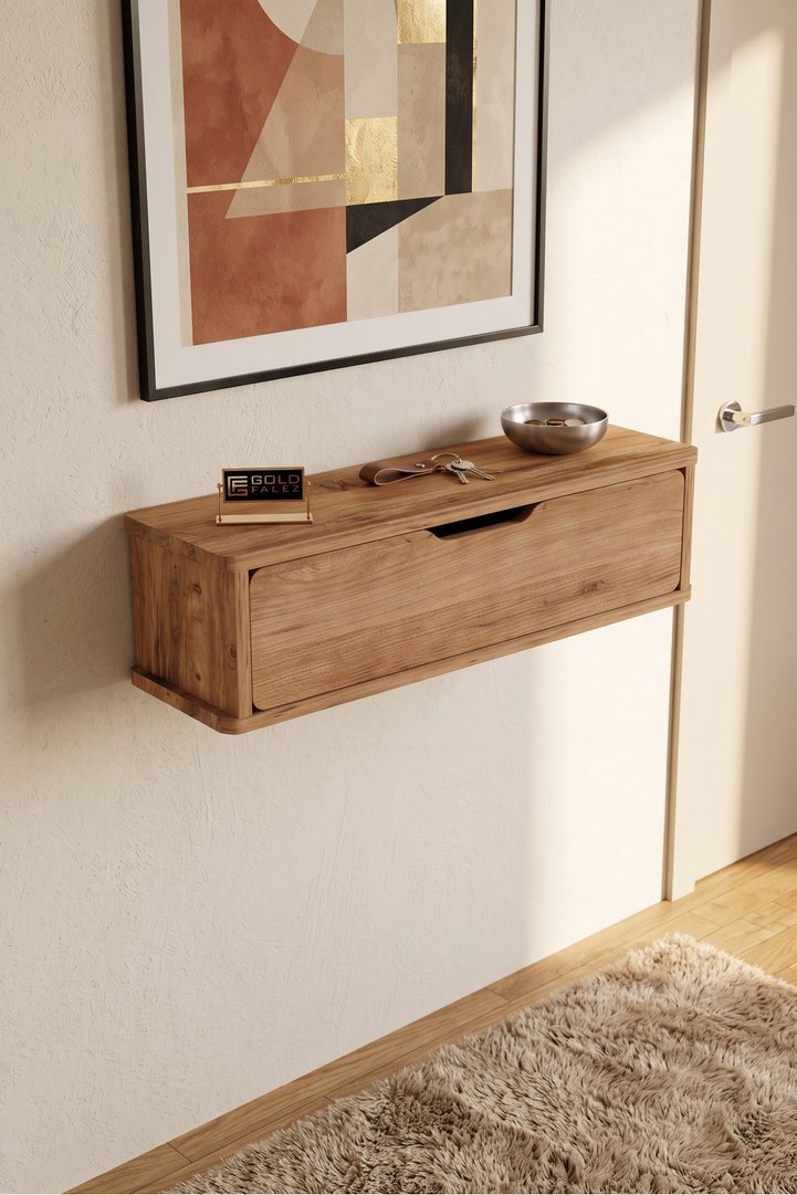 Luna 181 Modern Wall-Mounted Console Table, Entryway Cabinet, Hallway Shelf with Door, Atlantik Pine