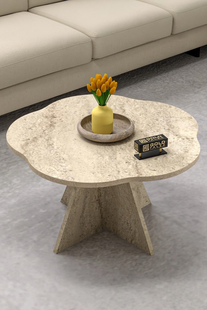 Cicek Geometric Coffee Table - Beige