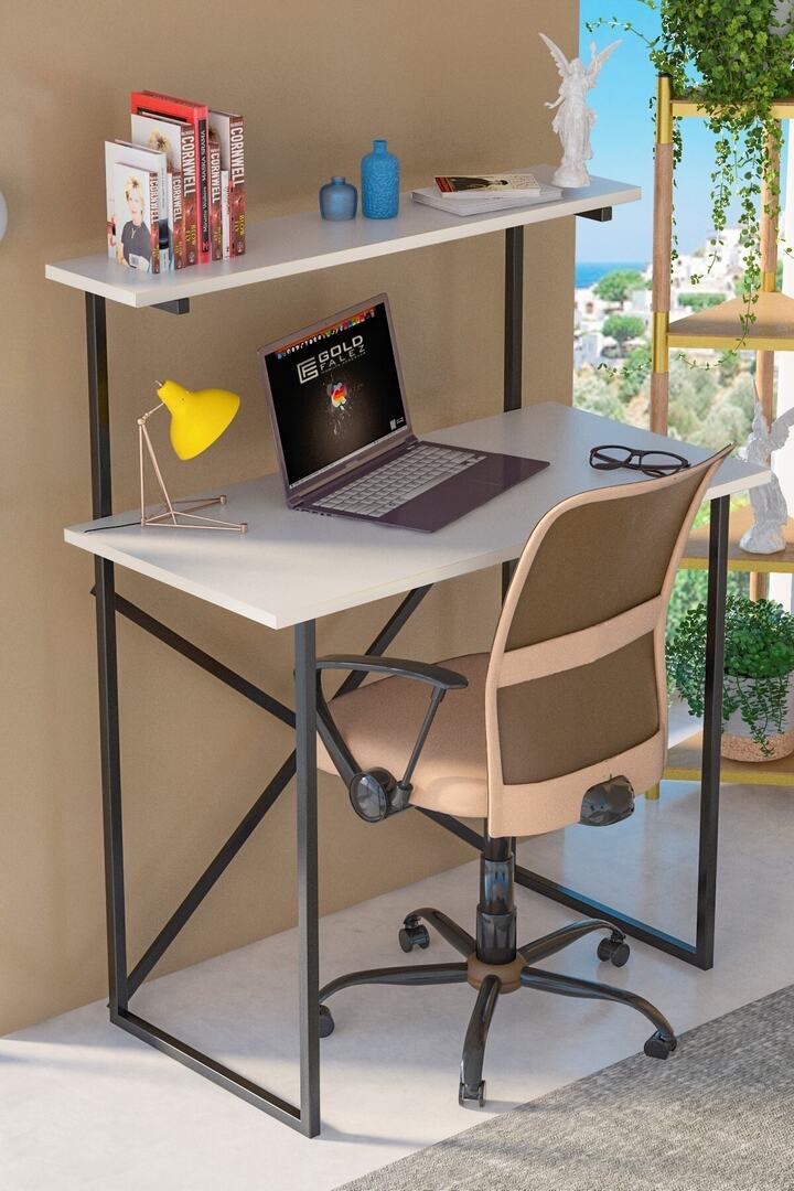 Multi-Purpose Desk with Front Shelf - White