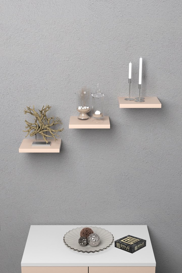 Ilkal 3-Piece Square Wall Shelf Bookcase - Cream