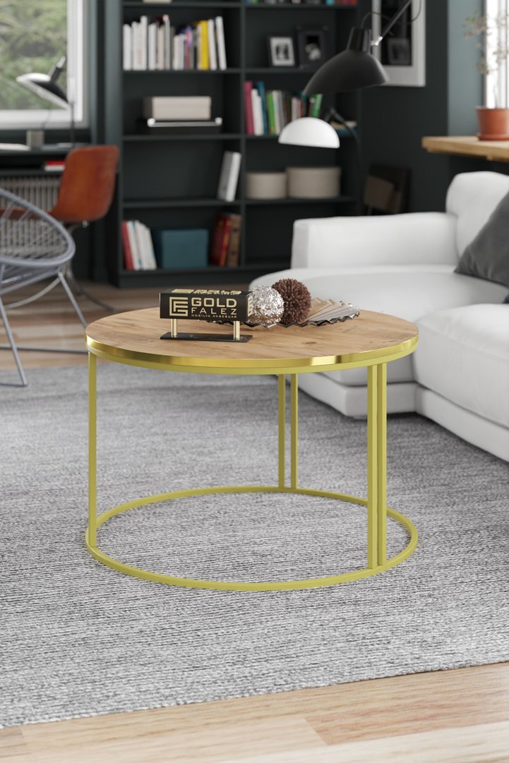 Special Round Coffee Table - Gold Walnut