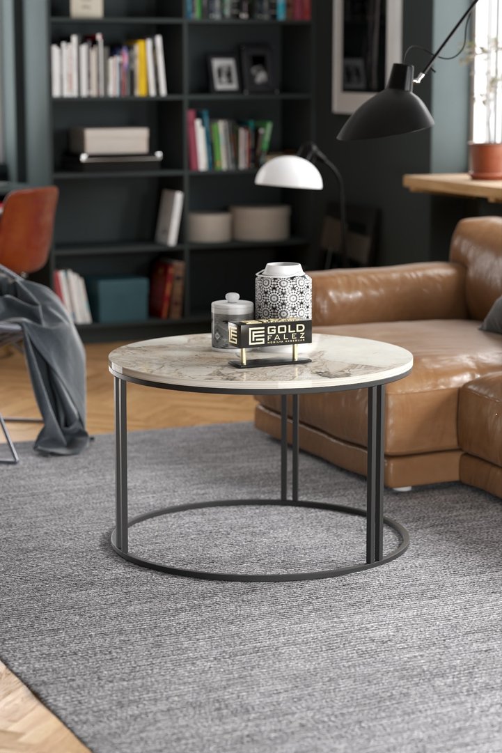 Special Round Coffee Table - White Marble Effect