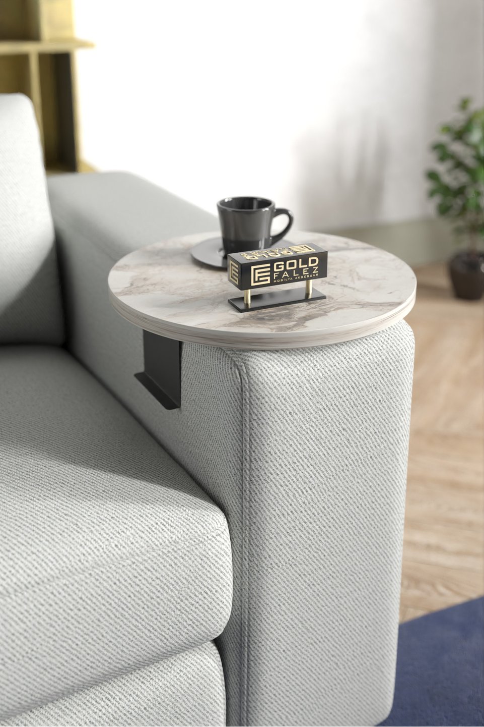 Mesa de sofá ajustável com pés metálicos 2