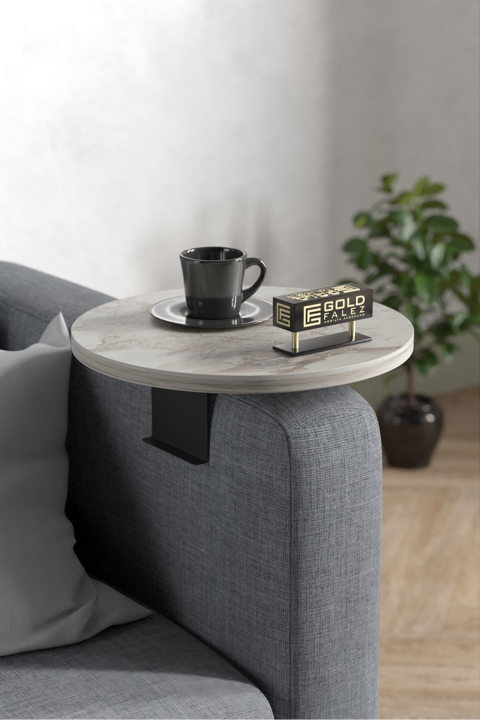 Mesa de sofá ajustável com pés metálicos 4