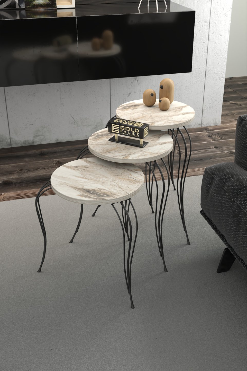 Lükens Nesting Table Set with Metal Legs 2