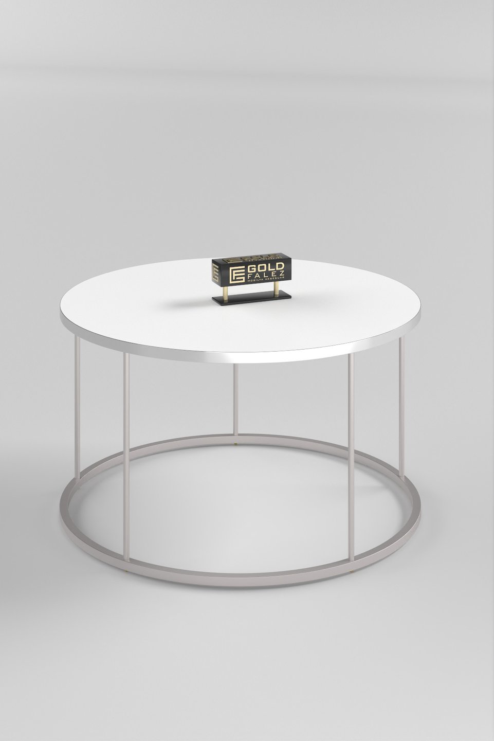 Couchtisch mit silbernen Metallbeinen 2