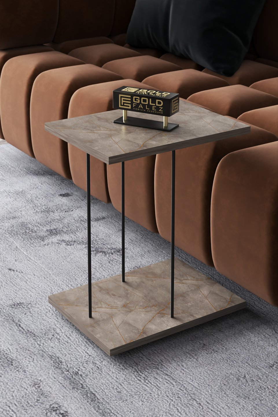 Beistelltisch mit Rollen – Gordion Grau