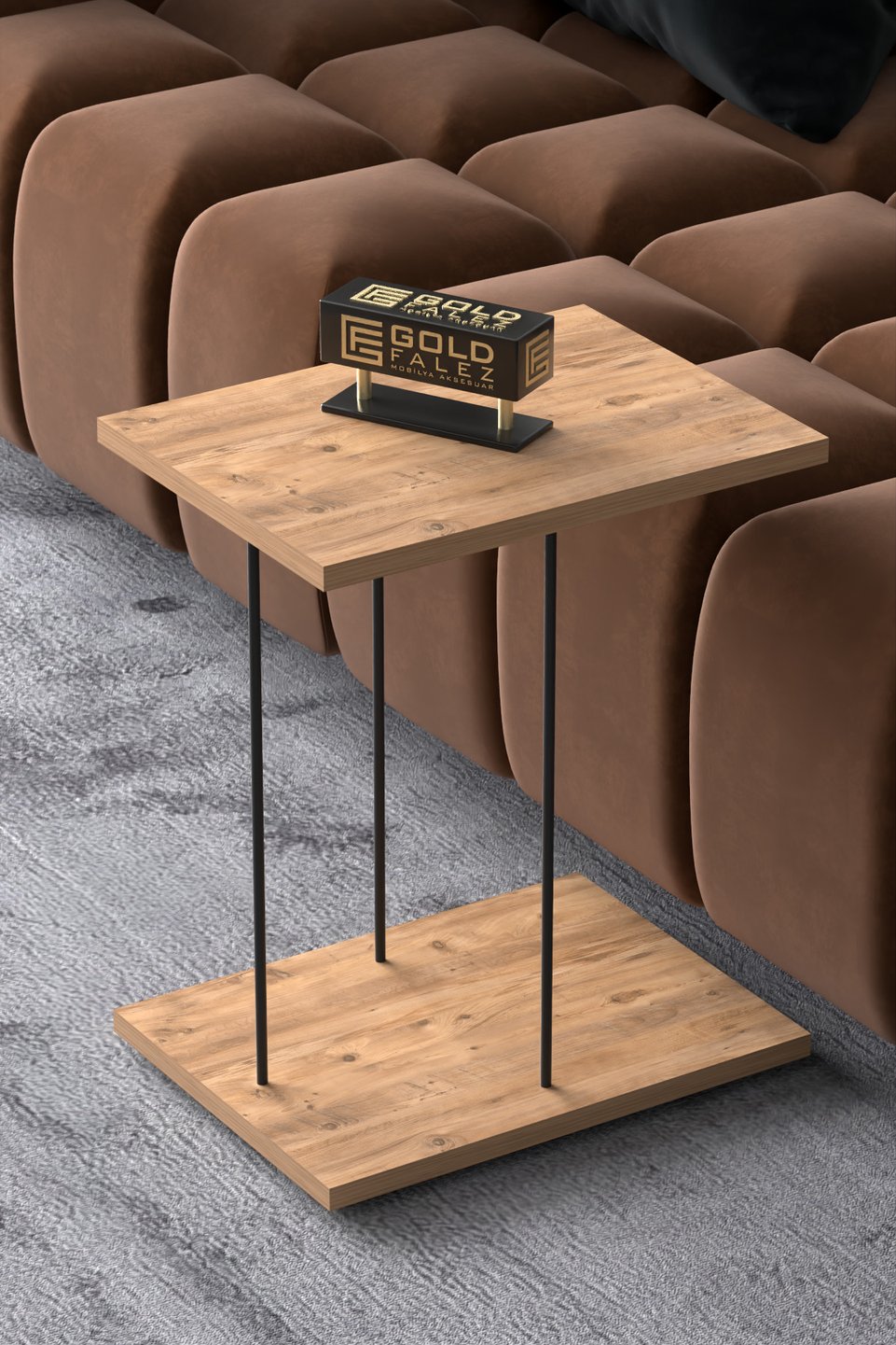 Beistelltisch mit Rollen – Braun