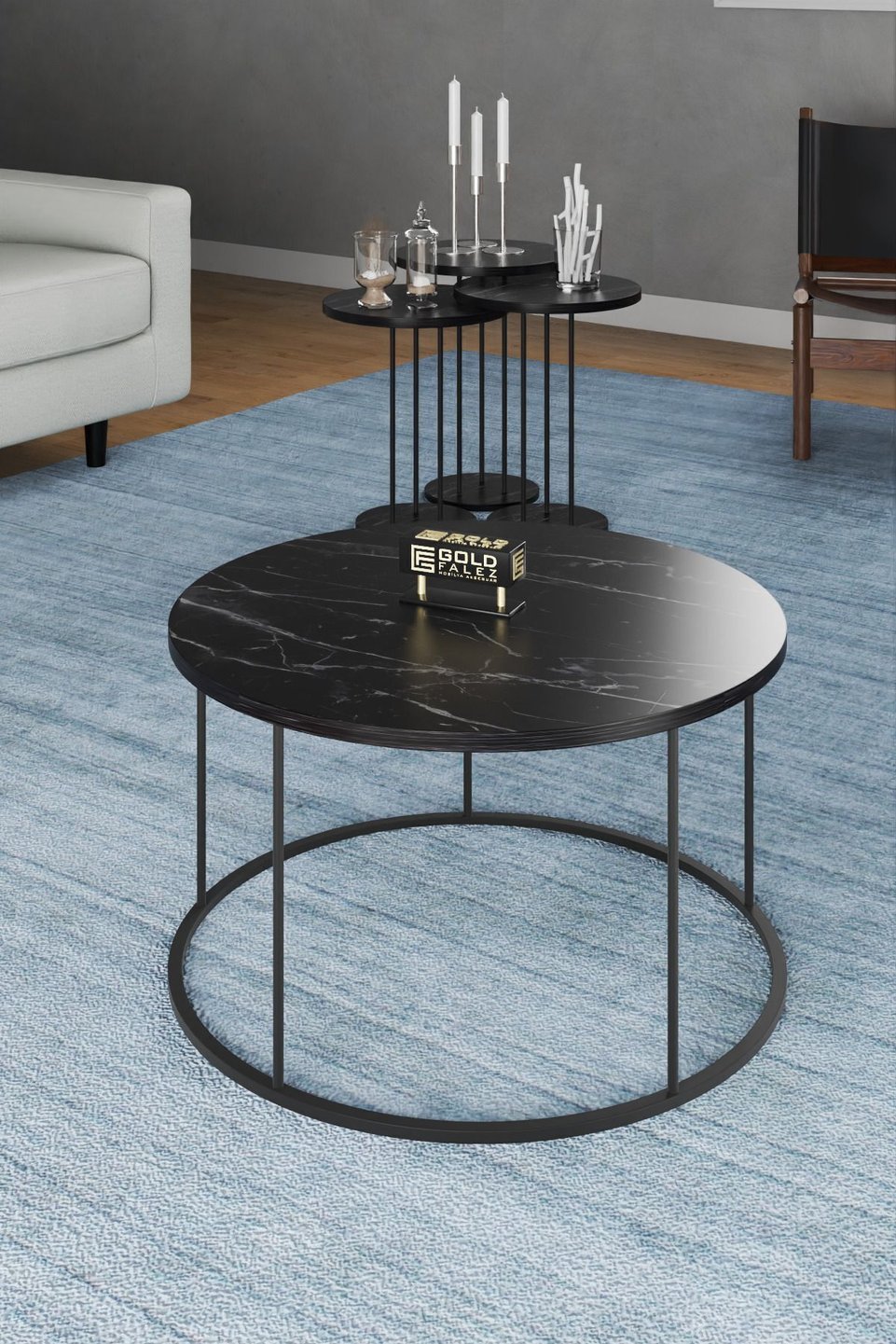 Juego de mesas con patas de metal negro – Bendir negro