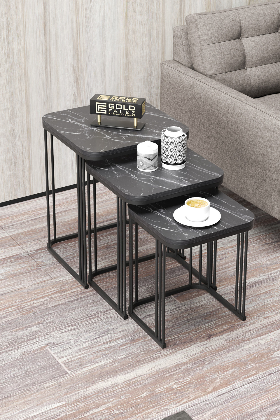 Alize Mesas nido – Juego de 3 · Negro