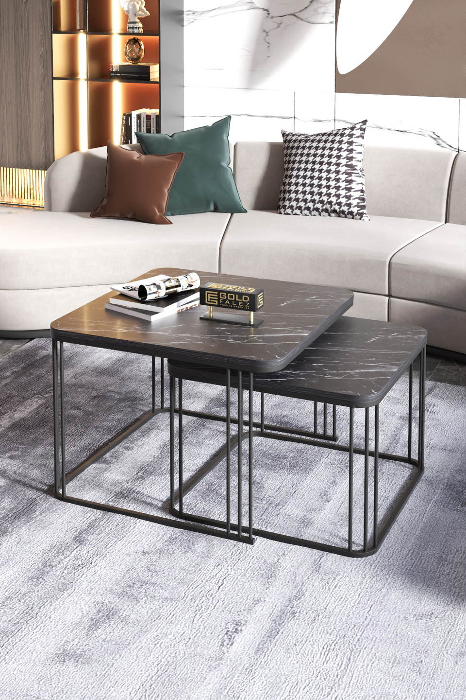 Alize Ensemble de tables basses – Lot de 2 · Noir