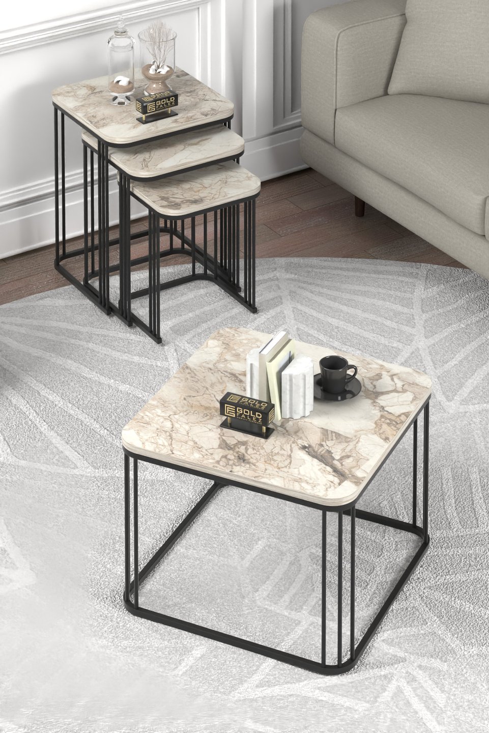 Alize Juego de mesa de centro y mesas nido – Multicolor