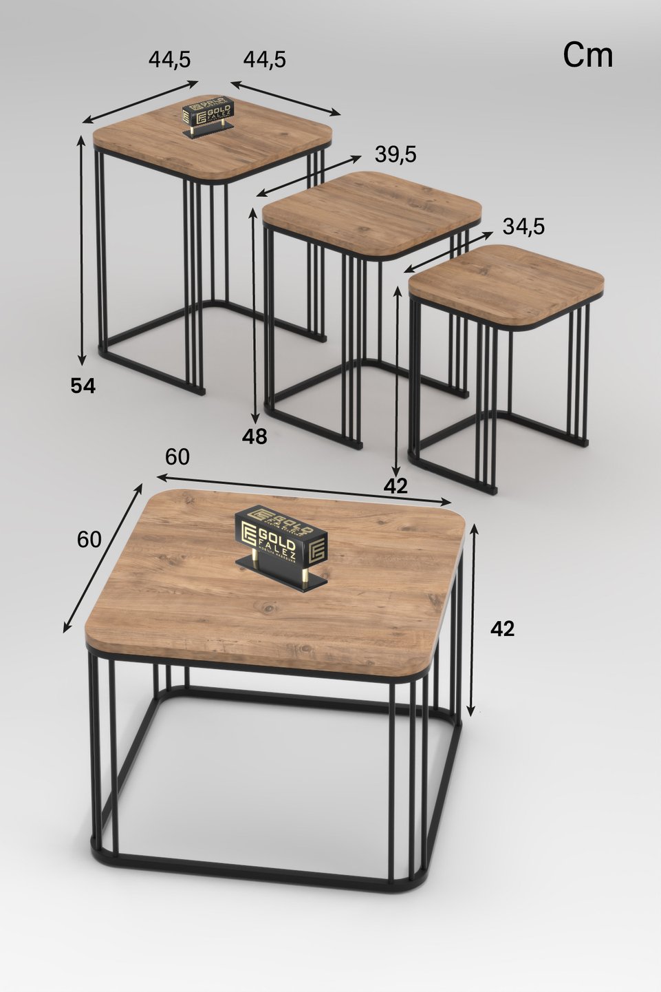 Alize Juego de mesa de centro y mesas nido 2