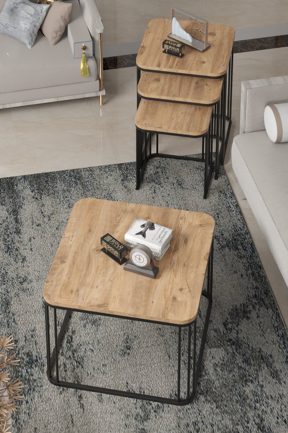 Alize Juego de mesa de centro y mesas nido 6