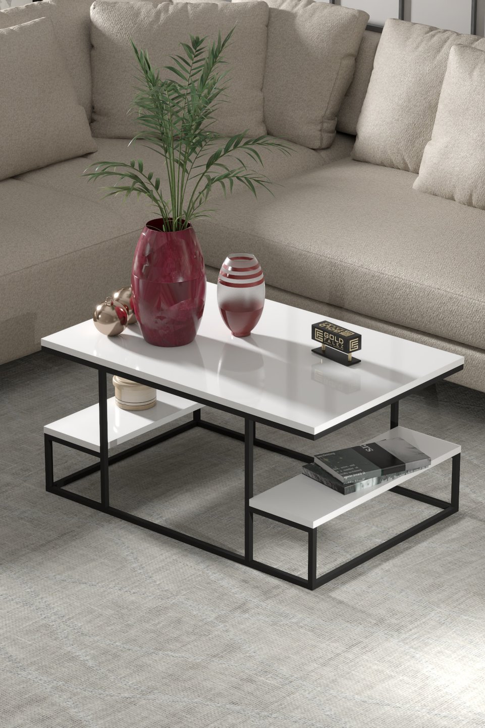 Tavolino da salotto con ripiano – Bianco