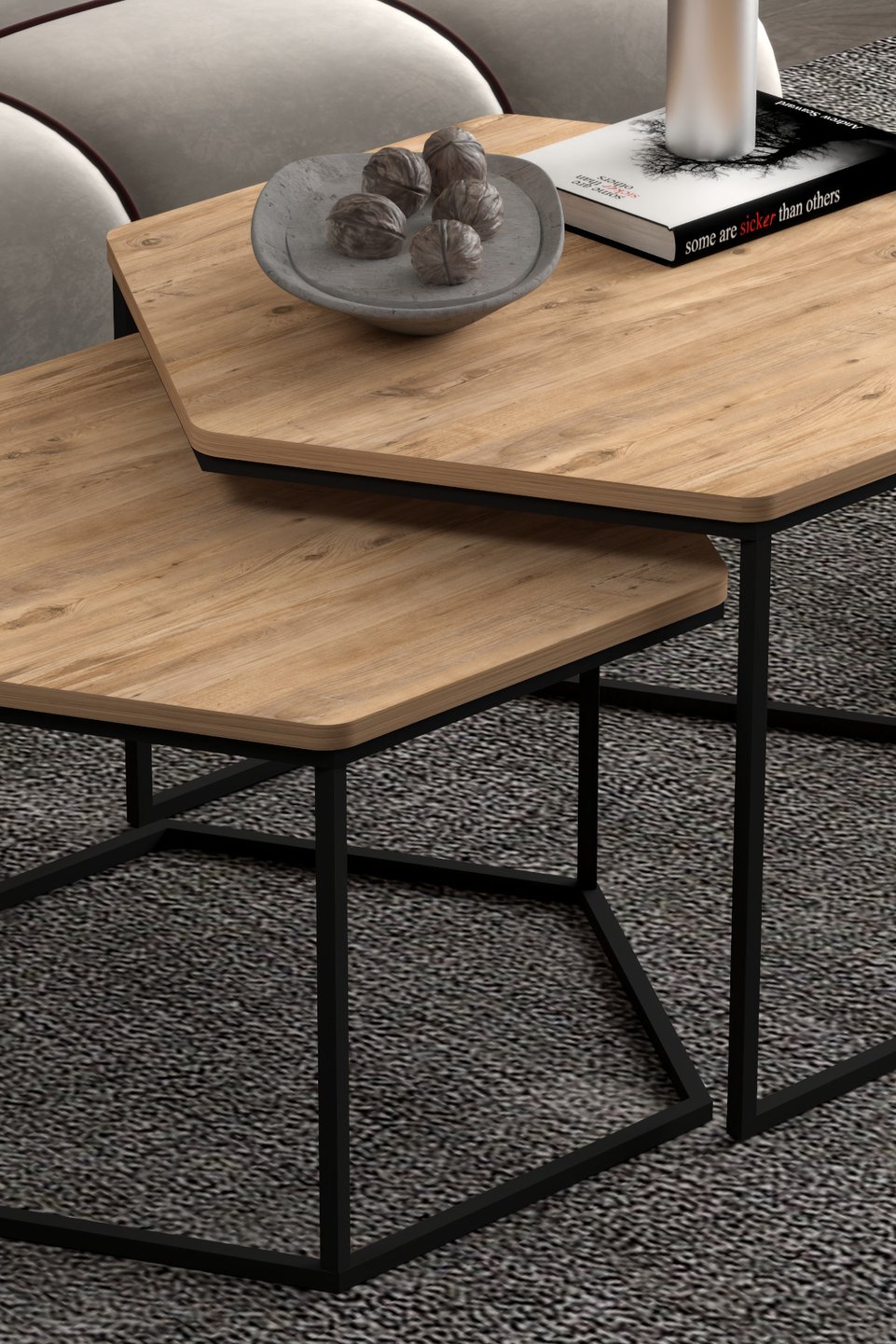 Hexagonal Coffee Table Set 2