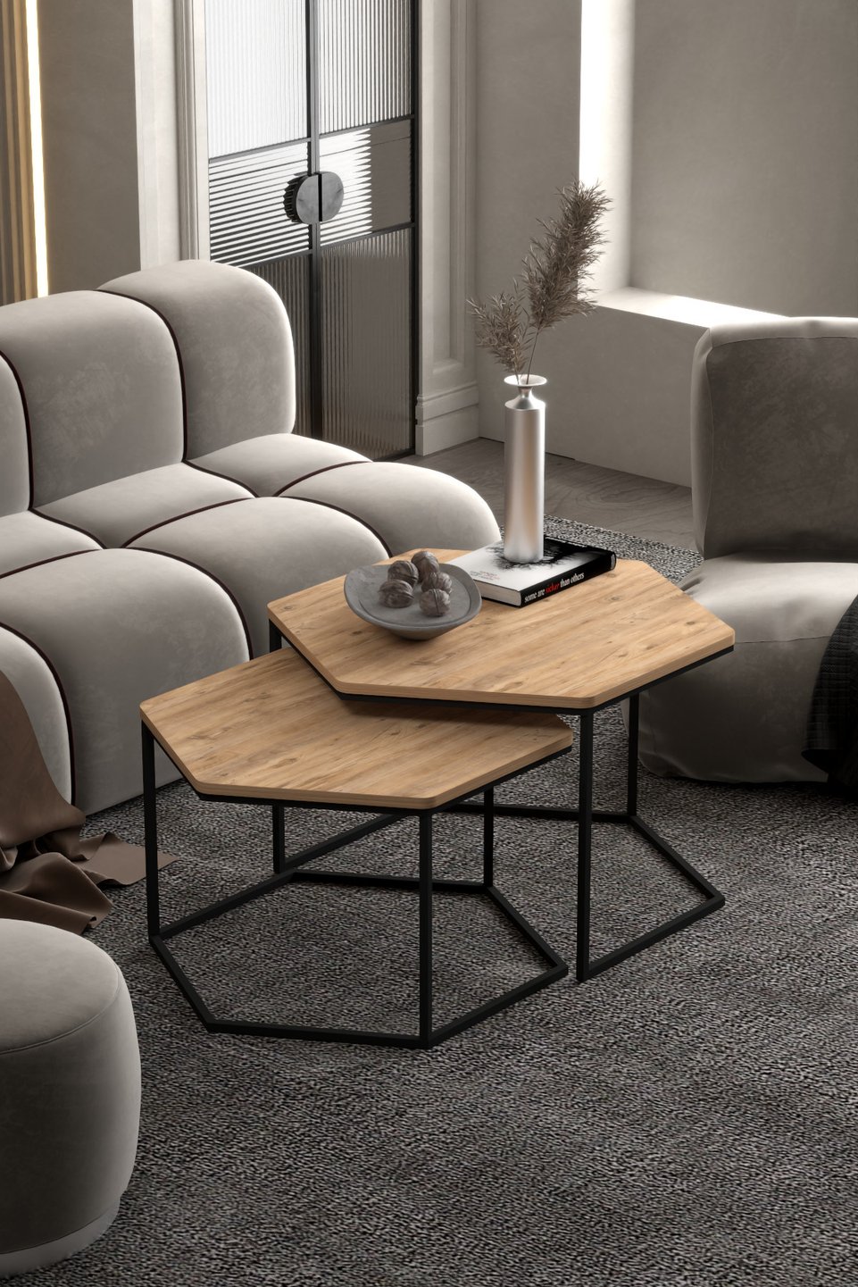 Hexagonal Coffee Table Set 5