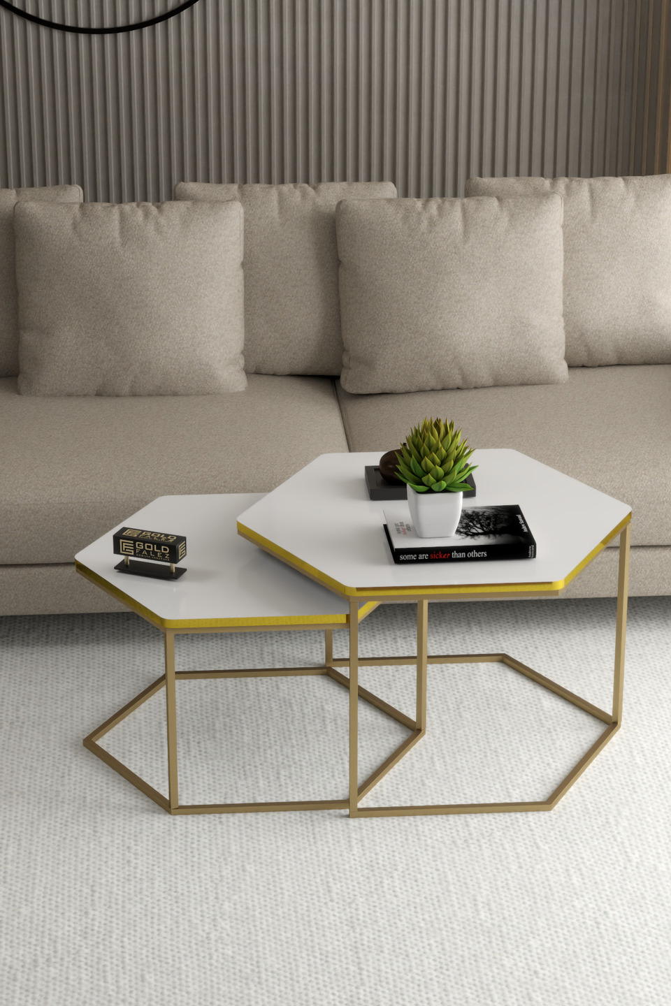 Hexagonal Coffee Table Set 5