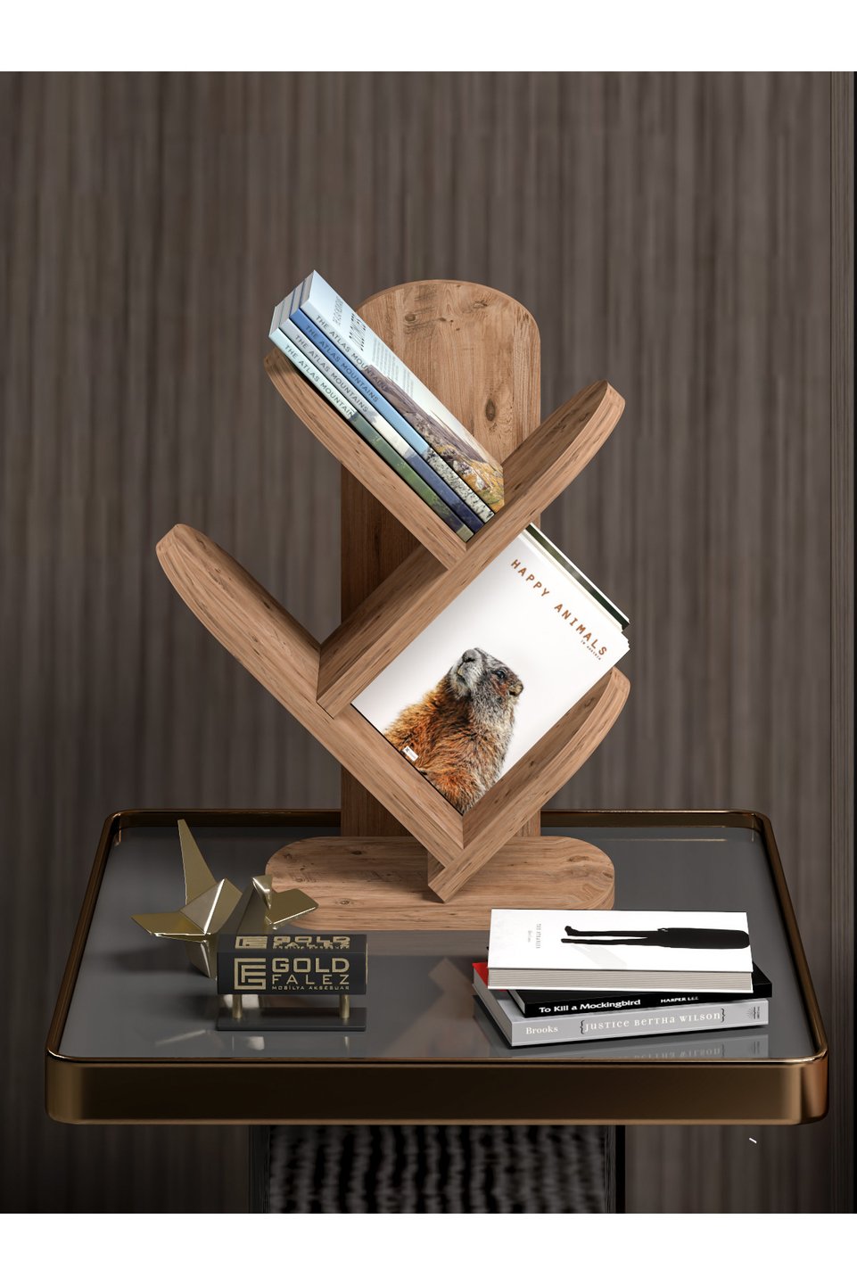 Bureauboekenrek met 3 planken – Bruin