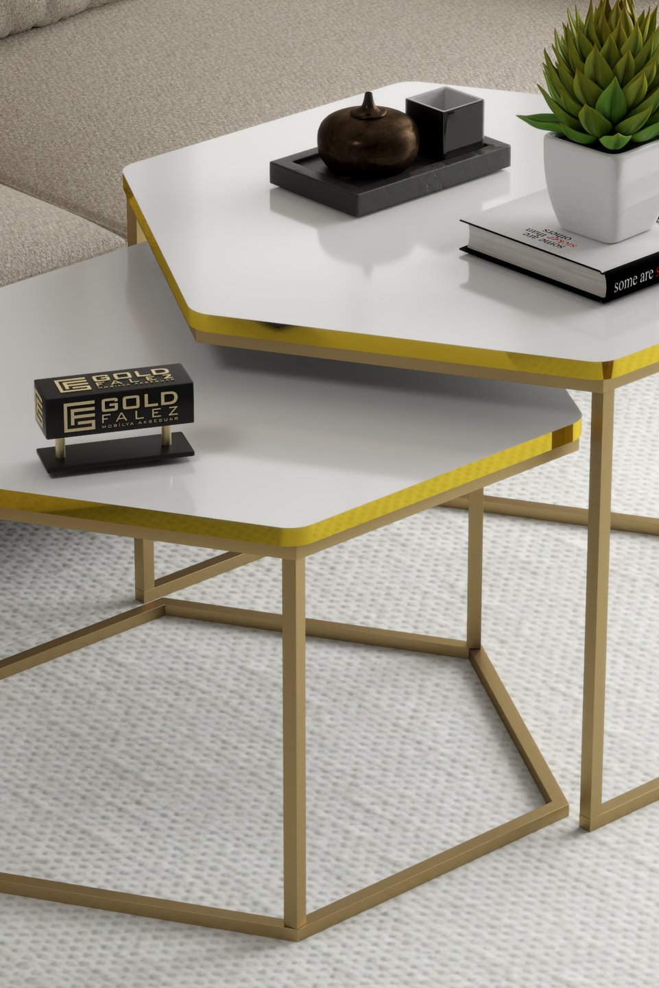 Hexagonal Coffee Table Set 2